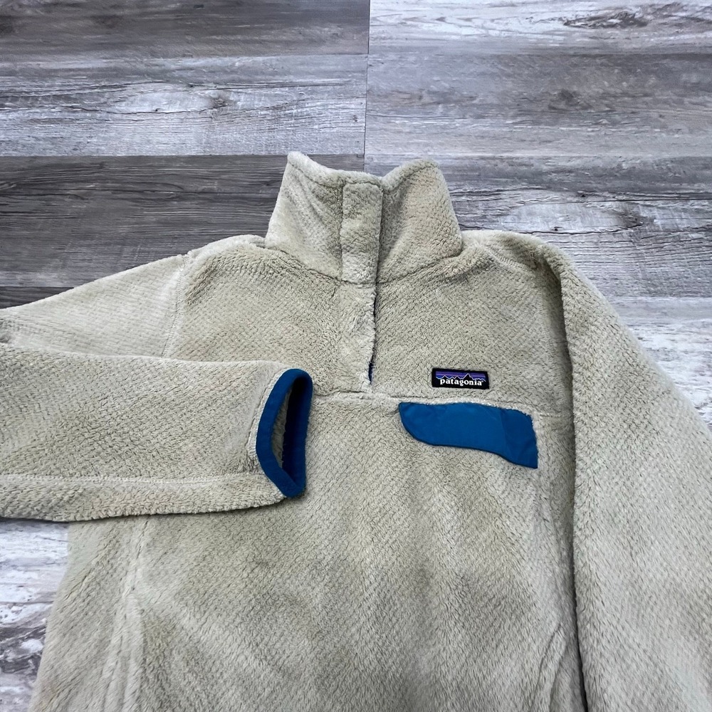 Patagonia Re-Tool Snap-T Sweater Cream Blue‎ Womens XS Polartec Fleece Jacket
